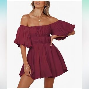 Like NEW Womens Off The Shoulder Summer Dresses 2025 Short Lantern Sleeve Ruffle